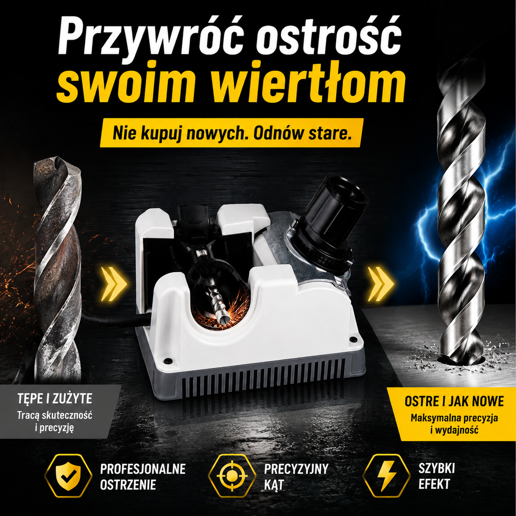 Profesjonalna ostrzałka do wierteł z regulacją kąta